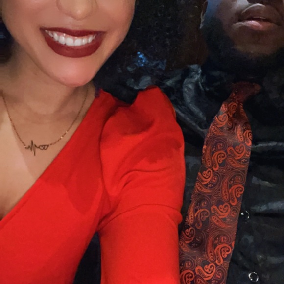 Red one sleeved dress. - Picture 3 of 5